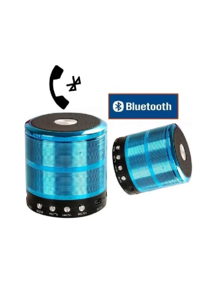 سبيكر بلوتوث مكبر صوت صغير مع شاحن و سلك اوكس أزرق - Image 5