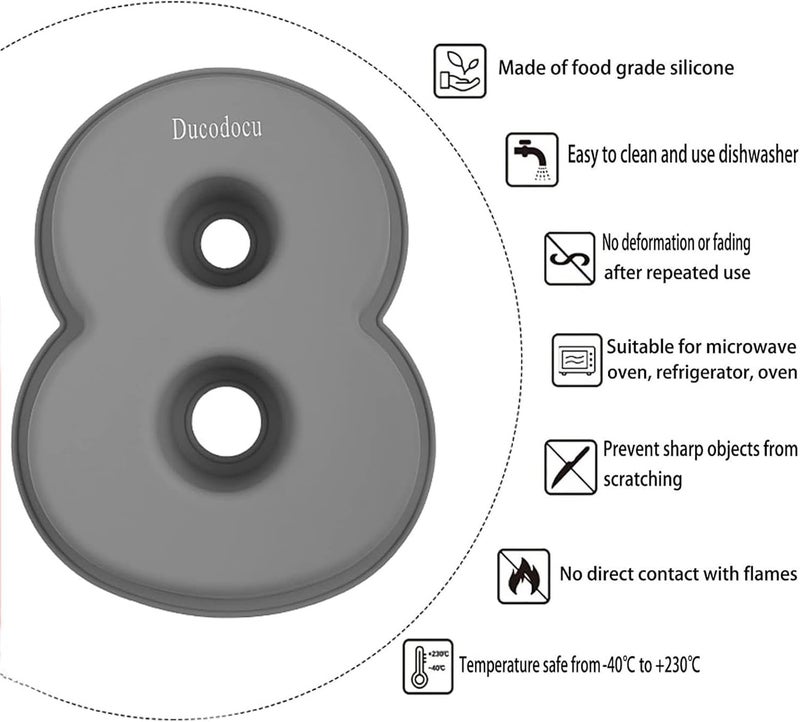 Ducodocu Silicone Number Cake Pan Large 3D Number Cake Mold Baking Forms Novel Cake Tins DIY Baking Mold for 2/20th Birthday Wedding Anniversary 10 inch Number of 8&0, 2 Pack - Image 3