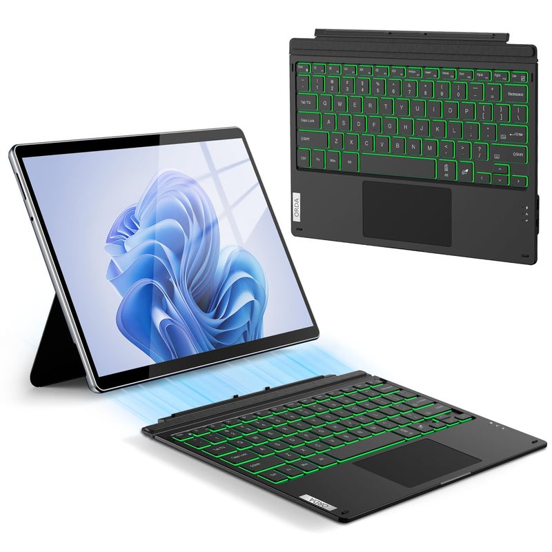ORDA Surface Pro Keyboard for Pro 7+ / Pro 7 / Pro 6 / Pro 5 / Pro 4 / Pro 3 Type Cover Surface Pro 12.3 inch Keyboard Wireless Bluetooth,Ultra-Slim,Multi-Gestures Trackpad,7-Color Backlit - Image 1