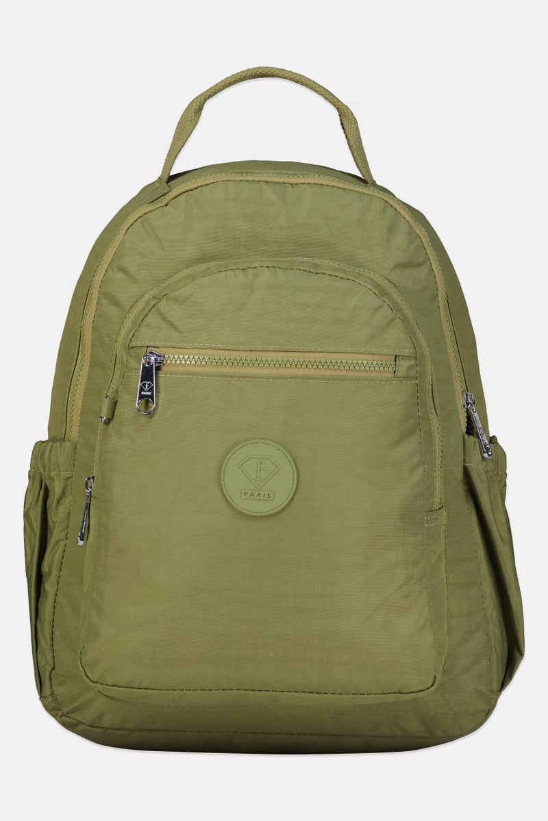 I Love Fashion Women Brand Logo Backpack, Olive - Image 1