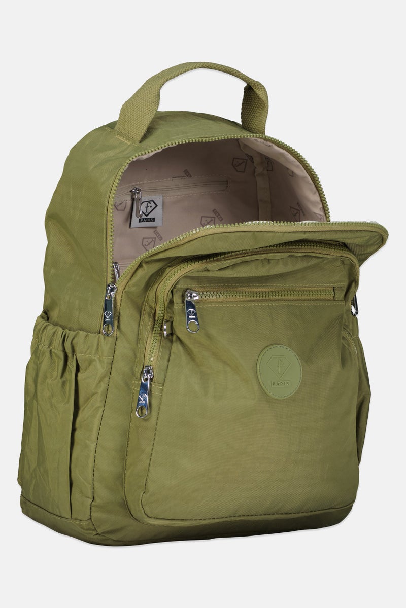 I Love Fashion Women Brand Logo Backpack, Olive - Image 3