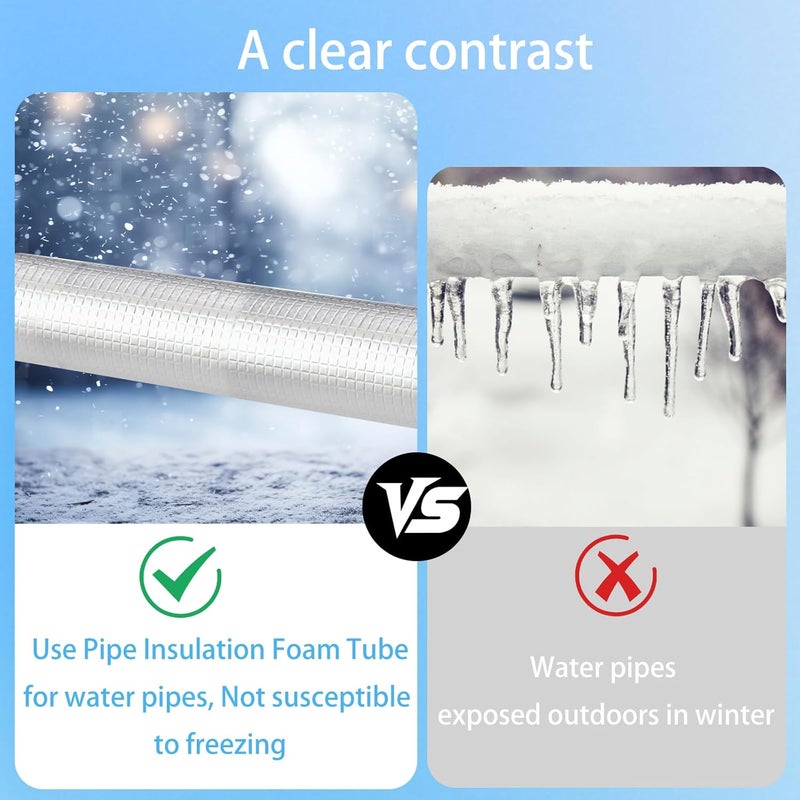 EaseThrift 3/4 " ID Pipe Insulation Foam Tube Self Adhesive 16 " L Peel and Stick Pipe Insulation Foam Wrap Aluminum Foil Pipe Covers for Spigot, Winter Outside Pipes, Sprinkler 20 PC - Image 4