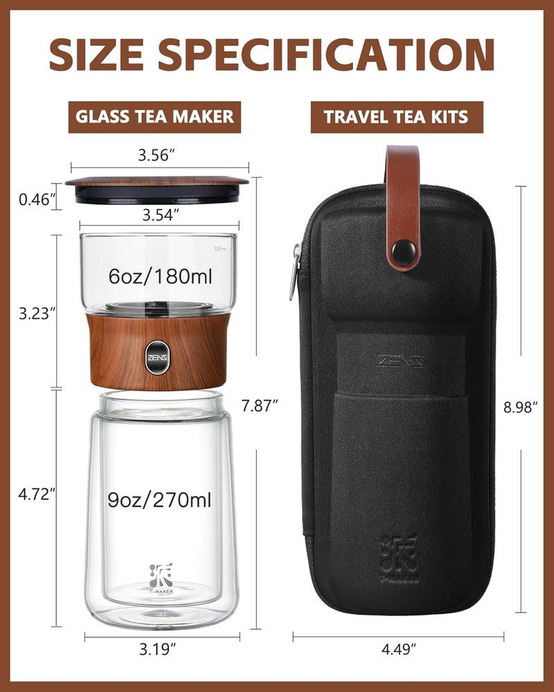Zens Modern Glass Infuser Teapot, Smart One Touch Tea Maker for Loose Tea Diffusers with Insulated Mug and Portable Tea Kits, Enchanted Teapot Alternatives for Tea Lover Gifts - Image 5