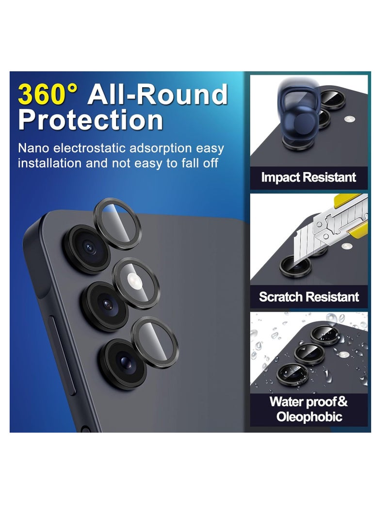 Camera Lens Protector for Samsung Galaxy A16 Accessories, 9H Tempered Glass Metal Individual Ring Camera Cover Screen Protector for Samsung A16, Case Friendly, Anti Scratch (black) - Image 4