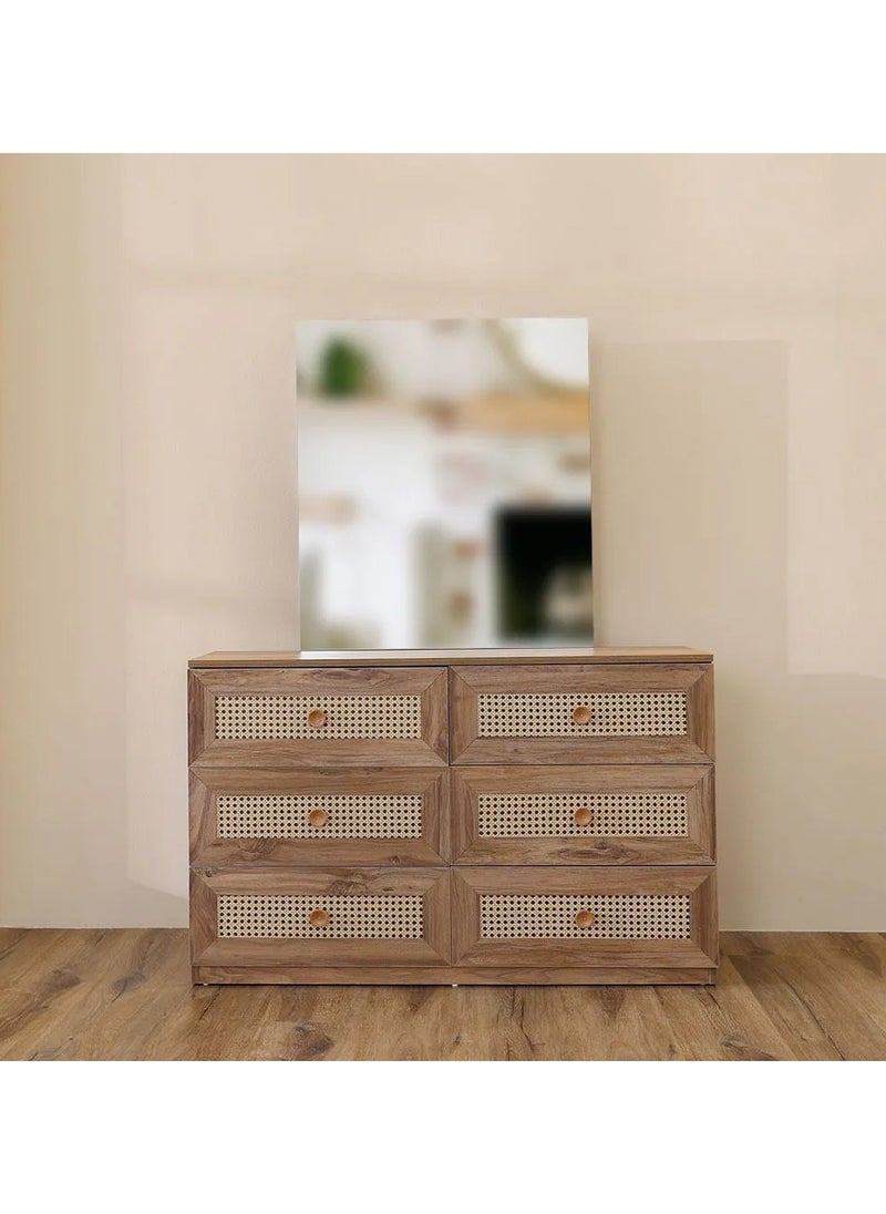 DANUBE HOME Bohem Dresser With Mirror Durable Vanity Table | Dressing Table | Makeup Table | Desk With Storage Modern Design Bedroom Furnitures 128x41.8x85cm Dark Oak  - Image 3