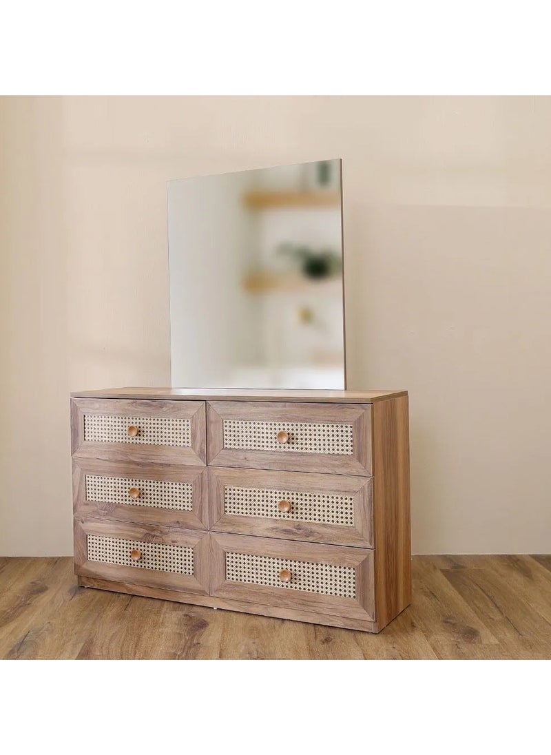 DANUBE HOME Bohem Dresser With Mirror Durable Vanity Table | Dressing Table | Makeup Table | Desk With Storage Modern Design Bedroom Furnitures 128x41.8x85cm Dark Oak  - Image 4