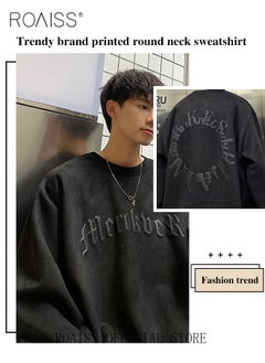 Autumn Retro Long Sleeve Sweatshirts English Letter Print Pullover Suede Foaming Sweatshirt for Teenager Men’s Casual Streetwear - pzsku/ZACC76C7034DA8C767B2FZ/45/_/1721459480/b5e10e64-ff2d-4433-91fd-01186fa43e8a