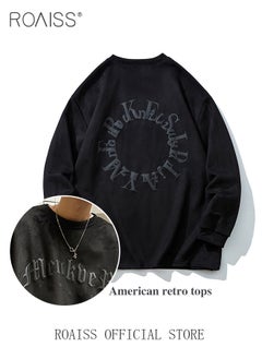 Autumn Retro Long Sleeve Sweatshirts English Letter Print Pullover Suede Foaming Sweatshirt for Teenager Men’s Casual Streetwear - pzsku/ZACC76C7034DA8C767B2FZ/45/_/1721459566/44a0fc44-564d-4a5e-942a-0896bdd488be