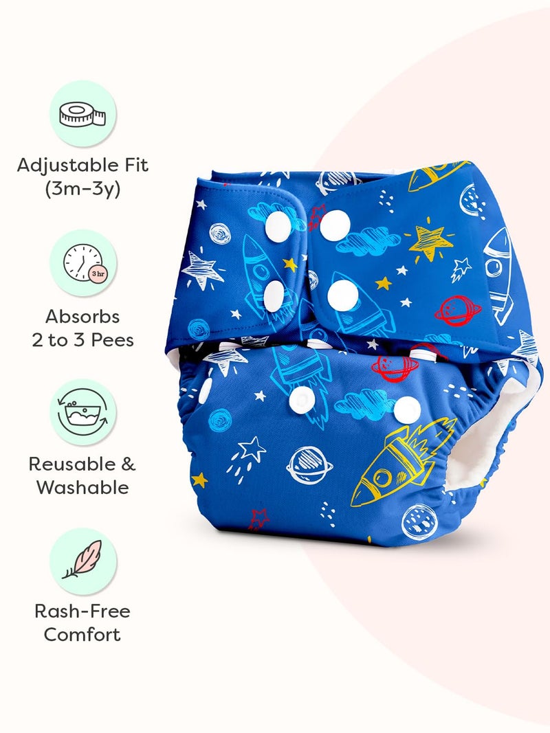 Superbottoms حفاضات قماش متقدمة مضادة للتسرب من سوبر بوتومز للأطفال، حزمة كومبو تحتوي على 2 حفاضة قابلة لإعادة الاستخدام و2 وسادة إدخال، قابلة للغسل، مناسبة من 3 أشهر إلى 3 سنوات - Image 3