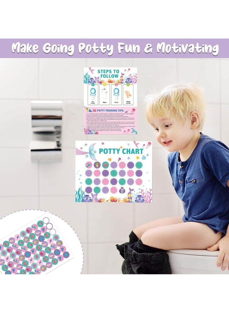 GIFT Potty Training Reward Chart, 10 Sheet Potty Training Chart for Toddlers Boys Girls - Mermaids Potty Chart with Stickers Toilet Training Reward Chart Develop Toileting Habit (Mermaids) - Image 5