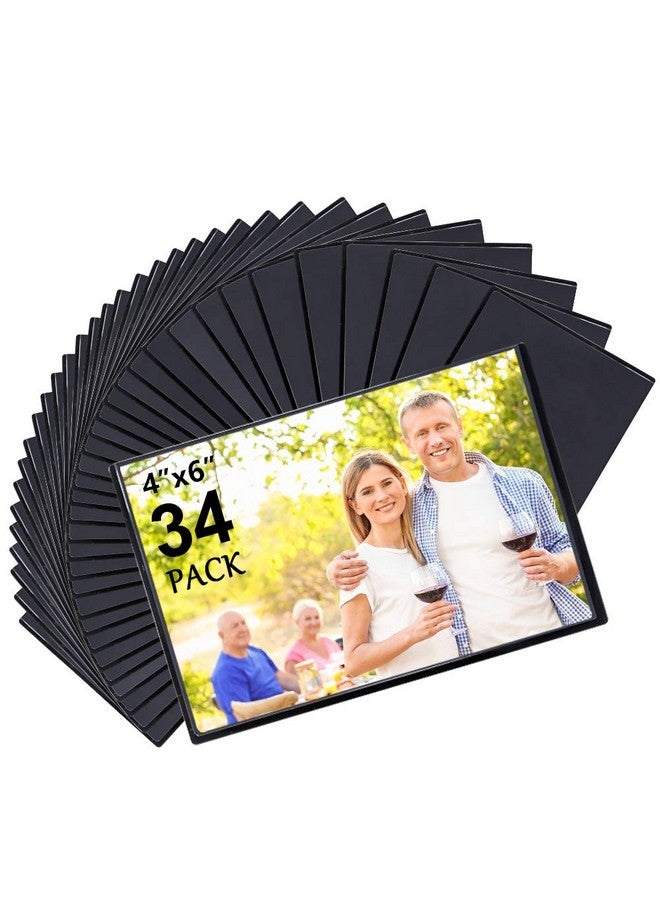 Tebik Magnetic Picture Frames, 34 Pack, Holds 4 x 6 Inches Photos Pictures, Black Magnetic Photo Frames with Clear Pocket for Refrigerator, Fridge, Locker, Office Cabinet - Image 1