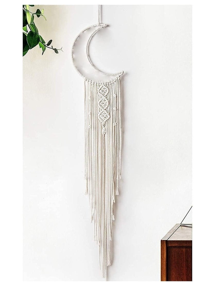 Antikiano - Moonlight-inspired beauty! A crescent moon boho macramé decor piece that adds elegance and serenity to any corner of your home. Handcrafted with care for a unique and enchanting touch. - Image 1
