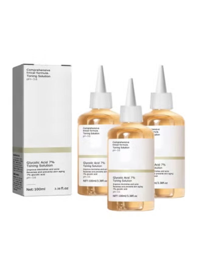 Supwell Glycolic Acid 7% Toning Resurfacing Solution for Blemishes and Acne, Glycolic Sour 7% Toner, Facial Exfoliation Astringe Pores 100ML (3PCS) - Image 1