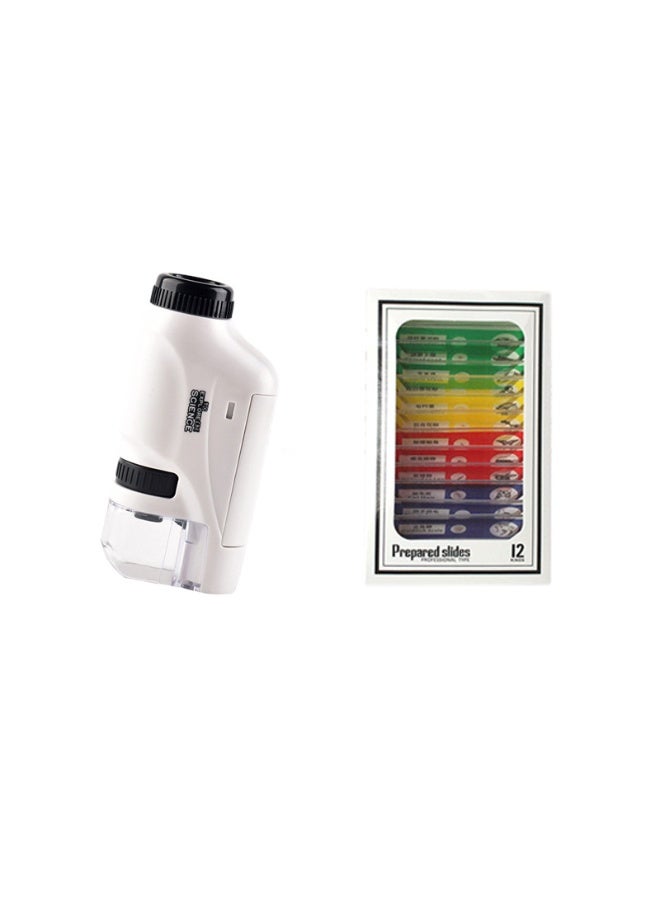 Chabeia Little Scientist Microscope, Handheld Pocket Miniscope Kits with 12 Specimens, Little Marvin Microscope, Portable Mini Microscope for Educational Science (White) - Image 1
