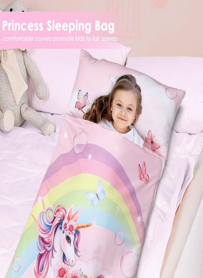decalsweet Kids Sleeping Bag Toddler Nap Mat with Removable Pillow, Large Foldable Sleeping Bag for Girls Boys, Easy Clean Slumber Bag with Double Zip for Camping School Preschool Daycare, 59×24 inch - Image 4