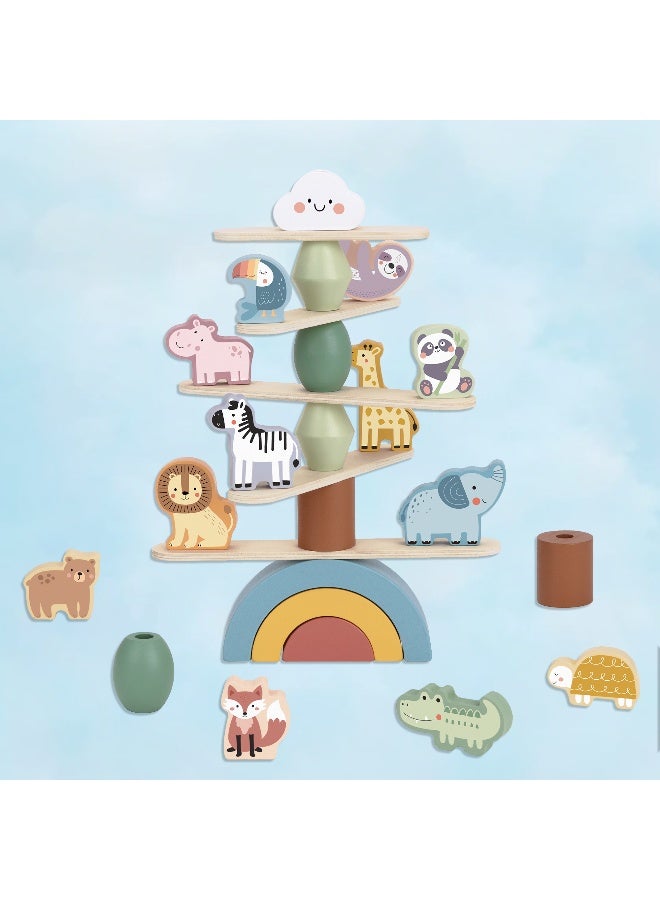 COGNIKIDS Stacking Animals Toy for Toddlers – Wooden Animal Stacker Puzzle – Colorful Montessori Educational Toy for Fine Motor Skills, Spatial Reasoning & Imaginative Play - Image 4