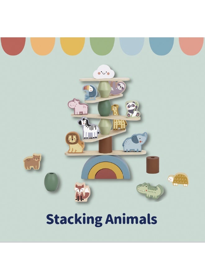COGNIKIDS Stacking Animals Toy for Toddlers – Wooden Animal Stacker Puzzle – Colorful Montessori Educational Toy for Fine Motor Skills, Spatial Reasoning & Imaginative Play - Image 5