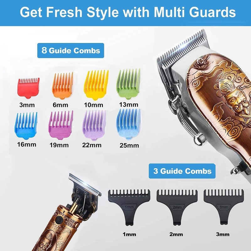 Suttik Hair Clippers and Trimmers Set for Men, Professional Cordless Barber Clippers for Hair Cutting, Beard Trimmer Hair Cutting Kit with T-Blade Close Cutting Trimmer - Image 5