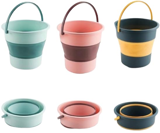 TRIONZZA Portable Foldable Silicone Bucket for Camping Travel Car Washing HomeOutdoorGarden Activities Small Spaces Folding Lightweight Easy to Bring Store