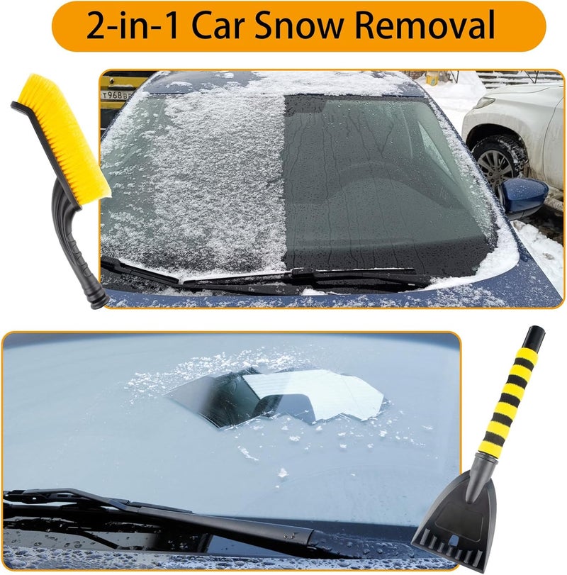 ecocstm Snow Brush and Detachable Ice Scraper, Snow Brush for Car Windshield with Foam Grip and 45° acute angle Brush Head, 25.5" Snow Brush with Ice Scrapers for Christmas Car, Cars, Trucks, SUVs (Orange) - Image 3