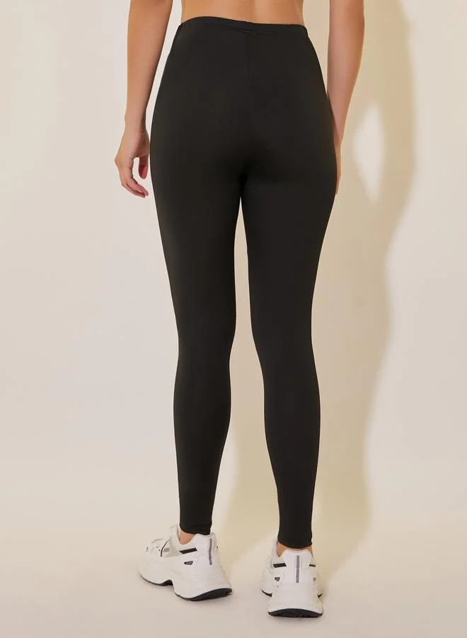 تايك تو Solid Plain Black Leggings