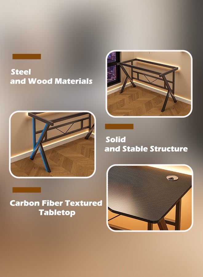 Harlan Gaming Table,Small Gaming Desk,Ergonomic PC Computer Desk,Computer Table with Carbon Fibre Surface, Kids Desk,Writing Study Desk or Home Office Desks,Ideal for Students and Gamers - Image 5