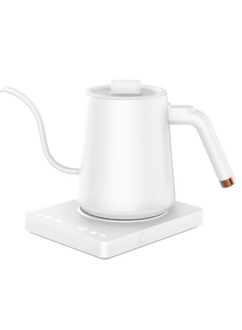 zeroHero Electric Temperature Control Kettle 600ml - STRIX Controller, 1200W, 304 SUS, 5 Temp Settings, LED Display, Safe Lock Lid, Ergonomic Handle, Precise Pour-Over Design - White