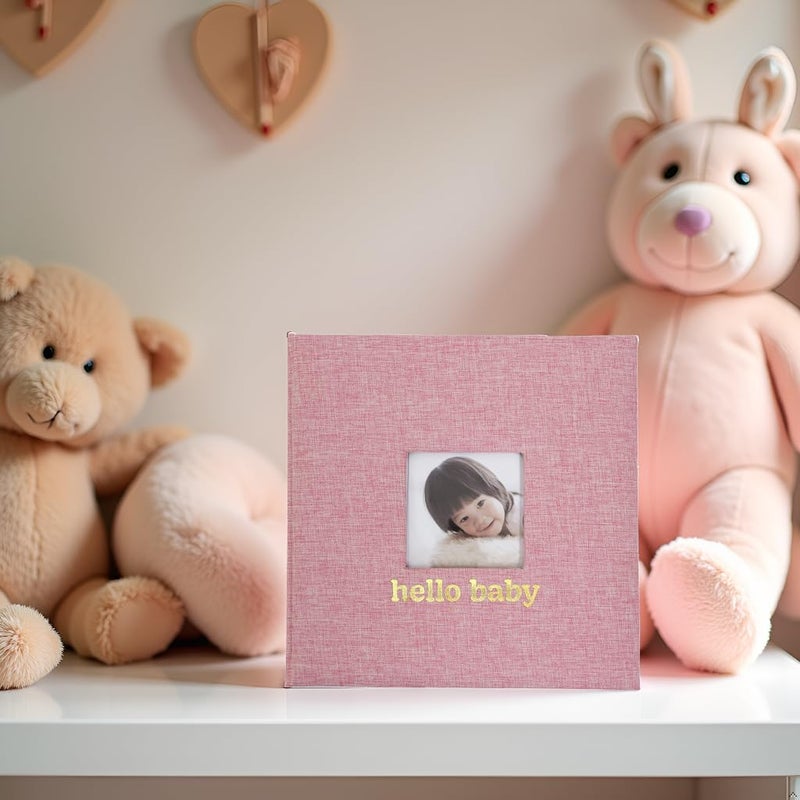 Kate & Milo Linen Baby Book, First 5 Years Memory Book, Newborn Milestone Journal, Baby Girl Keepsake, Blush Pink - Image 3