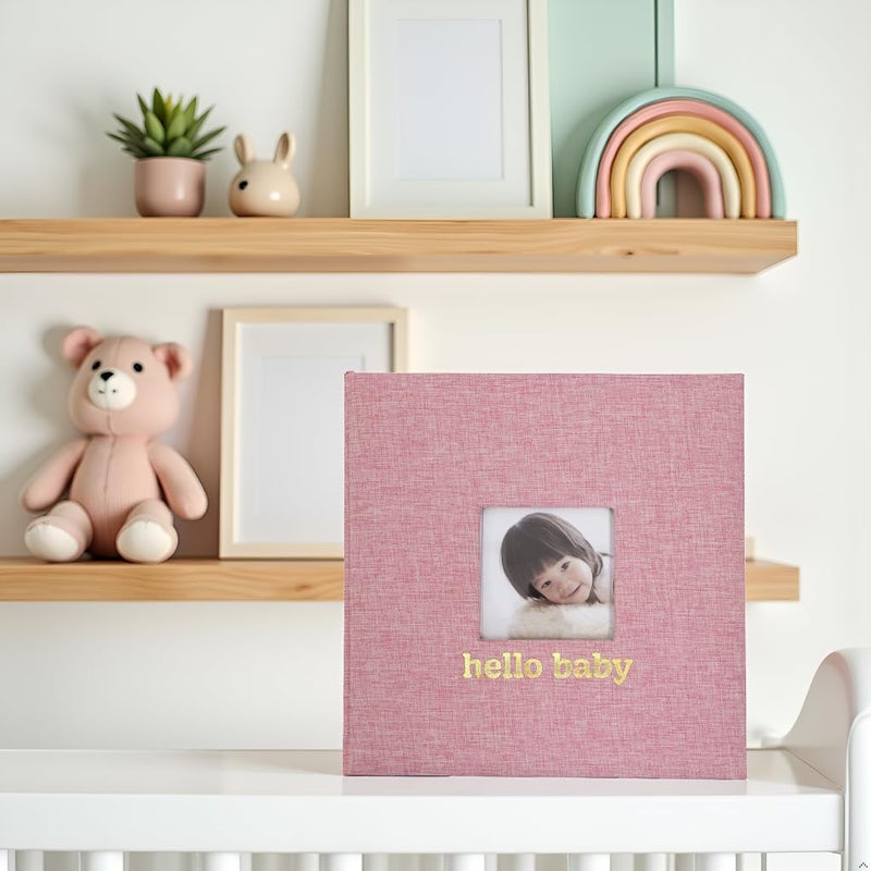 Kate & Milo Linen Baby Book, First 5 Years Memory Book, Newborn Milestone Journal, Baby Girl Keepsake, Blush Pink - Image 5