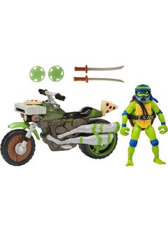 Teenage Mutant Ninja Turtles :مجموعة Mutant Mayhem Ninja Kick Cycle مع شخصية Leonardo الحصرية من Playmates Toys  - Image 2