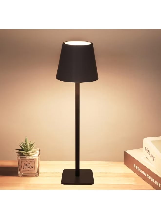 Wireless LED Table Lamp for Office with Rechargeable Battery, Modern Portable Table Lamp for Restaurant/Dinner/Bedroom/Outdoor Use, Waterproof, Black Color - Image 4