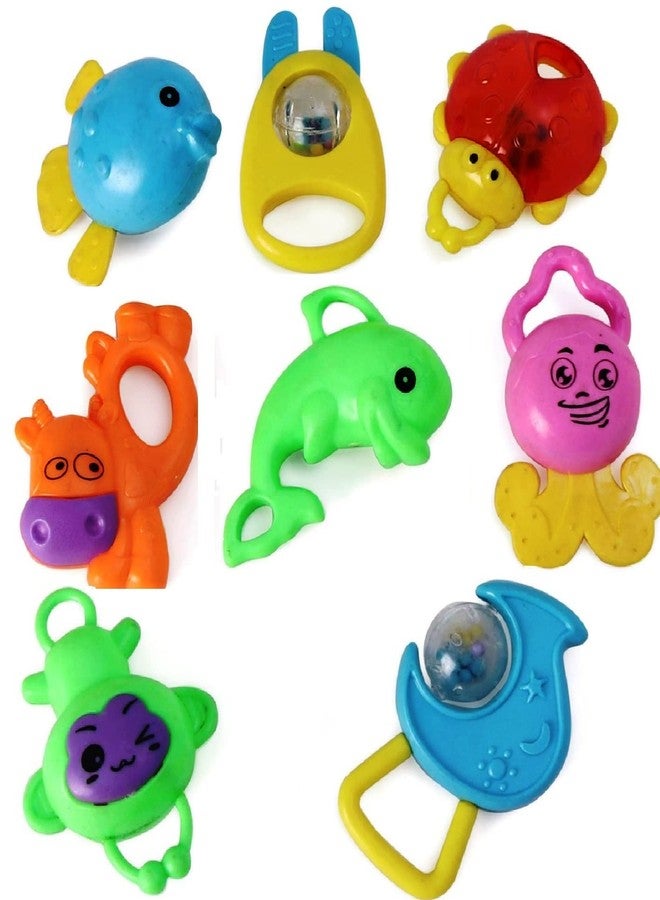 Gurbik Rattle Set with Teathers for New Born Babies, Toy for Babies, Non-Toxic - Pack of 8 (Multi Color)… - Image 2