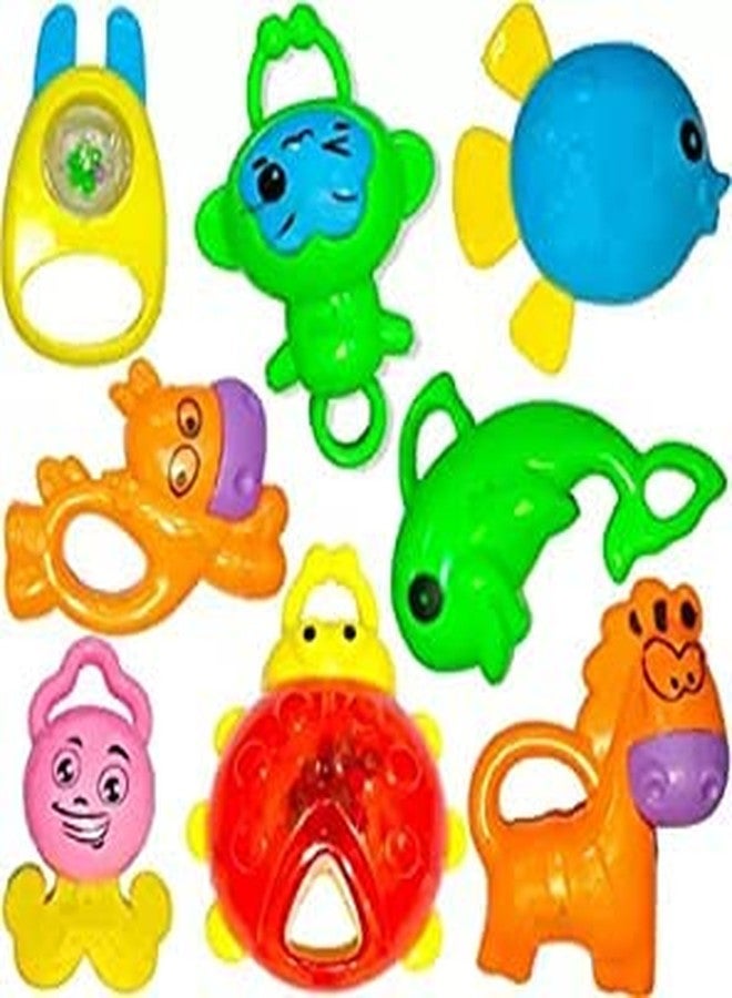 Gurbik Rattle Set with Teathers for New Born Babies, Toy for Babies, Non-Toxic - Pack of 8 (Multi Color)… - Image 1