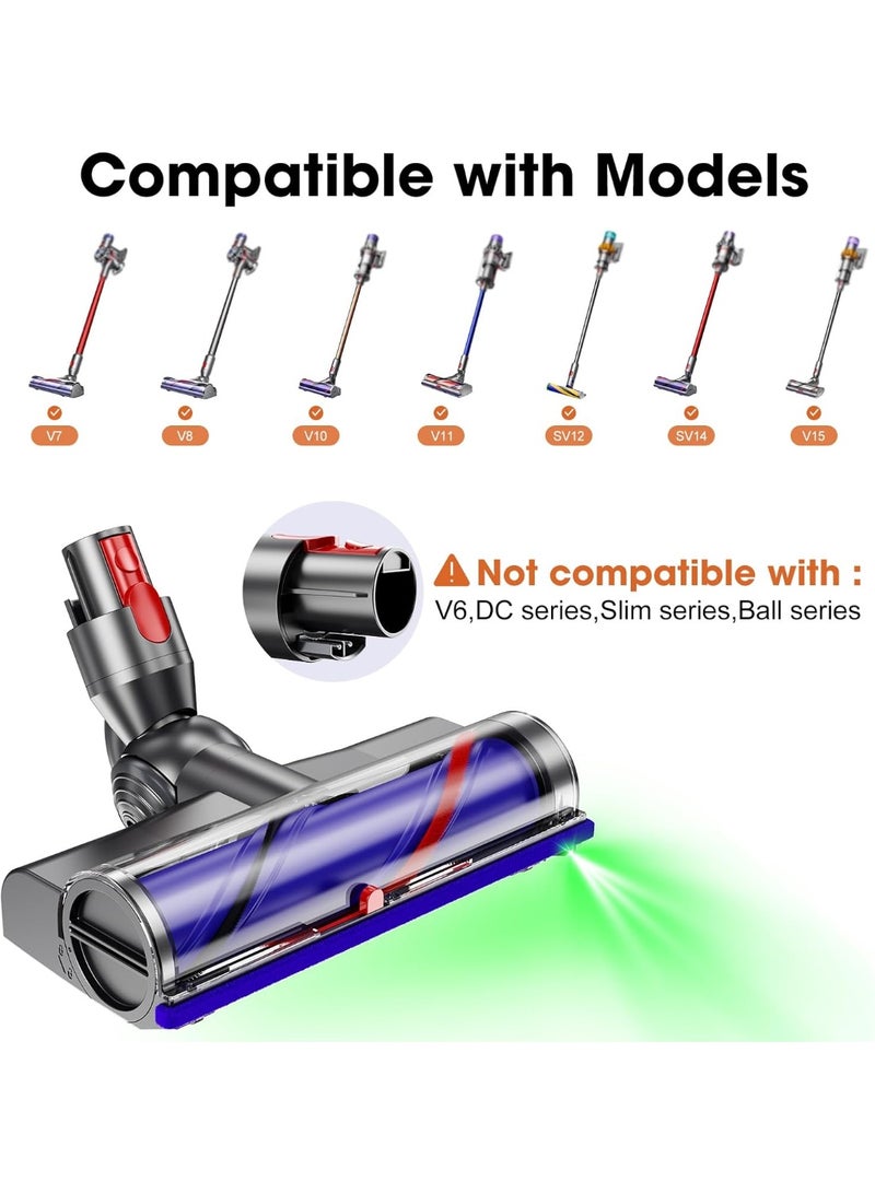 م.ا & ف'س قطع غيار للمكنسة الكهربائية V7 V8 V10 V11 V15 رأس محرك مباشر للمكنسة الكهربائية اللاسلكية ذات العصا للأرضيات الخشبية الصلبة رأس فرشاة عزم دوران 270 درجة مع مصابيح أمامية LED - Image 2