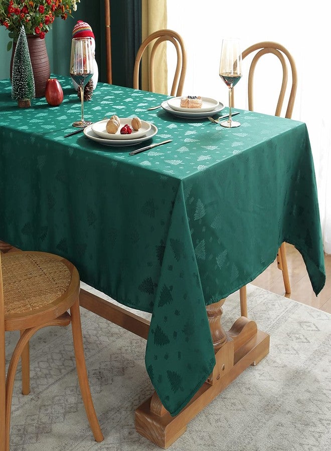 SASTYBALE Christmas Tablecloth Rectangle, Jacquard Table Cloth Spillproof and Wrinkle Resistant with Christmas Trees for Dining Room & Holiday Decoration (Green, Rectangle/Oblong, 60" x 102" (8-10 Seats)) - Image 3