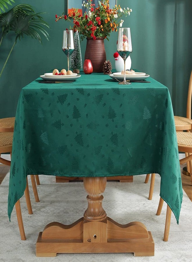 SASTYBALE Christmas Tablecloth Rectangle, Jacquard Table Cloth Spillproof and Wrinkle Resistant with Christmas Trees for Dining Room & Holiday Decoration (Green, Rectangle/Oblong, 60" x 102" (8-10 Seats)) - Image 4