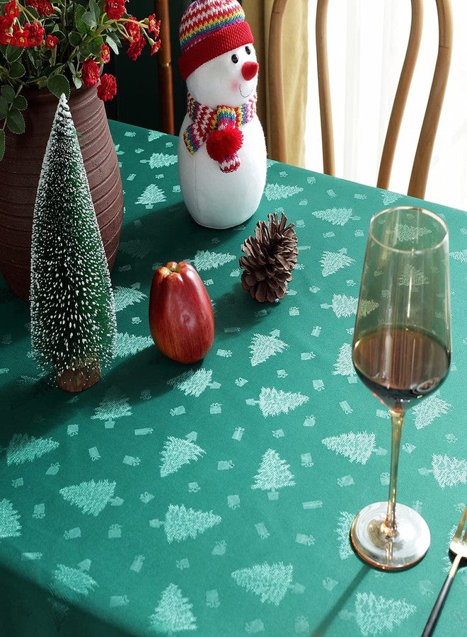 SASTYBALE Christmas Tablecloth Rectangle, Jacquard Table Cloth Spillproof and Wrinkle Resistant with Christmas Trees for Dining Room & Holiday Decoration (Green, Rectangle/Oblong, 60" x 102" (8-10 Seats)) - Image 5