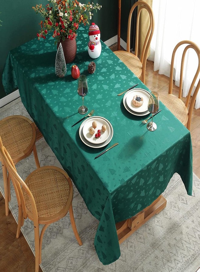 SASTYBALE Christmas Tablecloth Rectangle, Jacquard Table Cloth Spillproof and Wrinkle Resistant with Christmas Trees for Dining Room & Holiday Decoration (Green, Rectangle/Oblong, 60" x 102" (8-10 Seats)) - Image 2