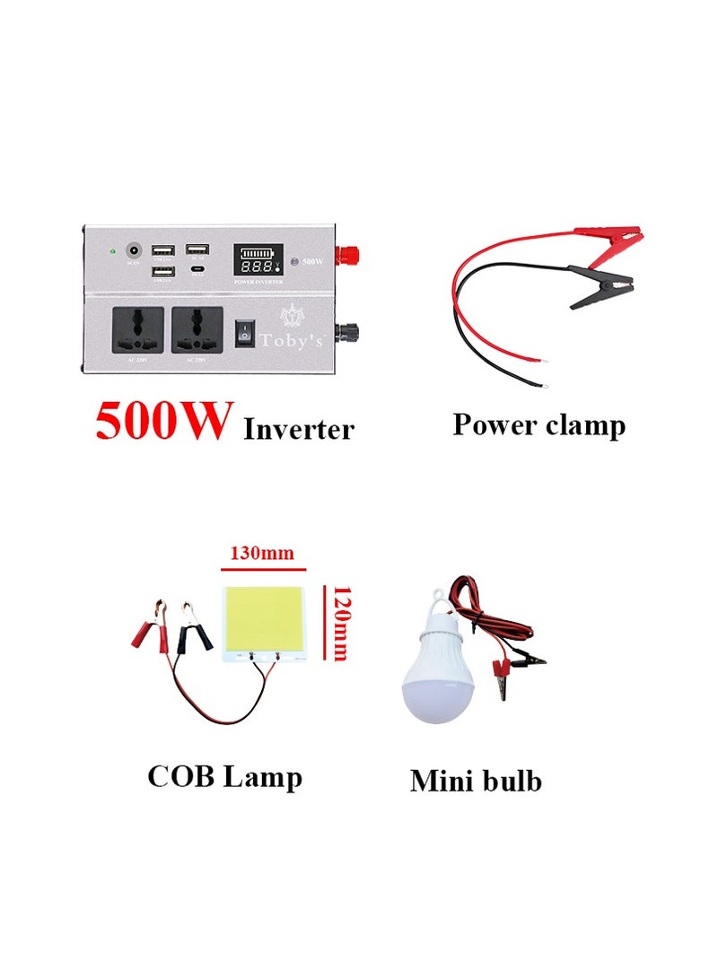 Toby's BTY-70 Battery 55000mAh Power, Rechargeable Battery With 500Watts Power Inverter  with small lamp and COB light Best For Camping and outdoor activities - Image 2