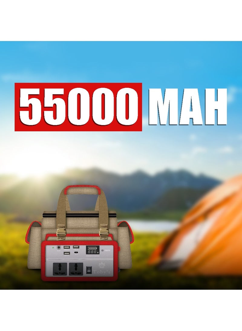 Toby's BTY-70 Battery 55000mAh Power, Rechargeable Battery With 500Watts Power Inverter  with small lamp and COB light Best For Camping and outdoor activities - Image 4
