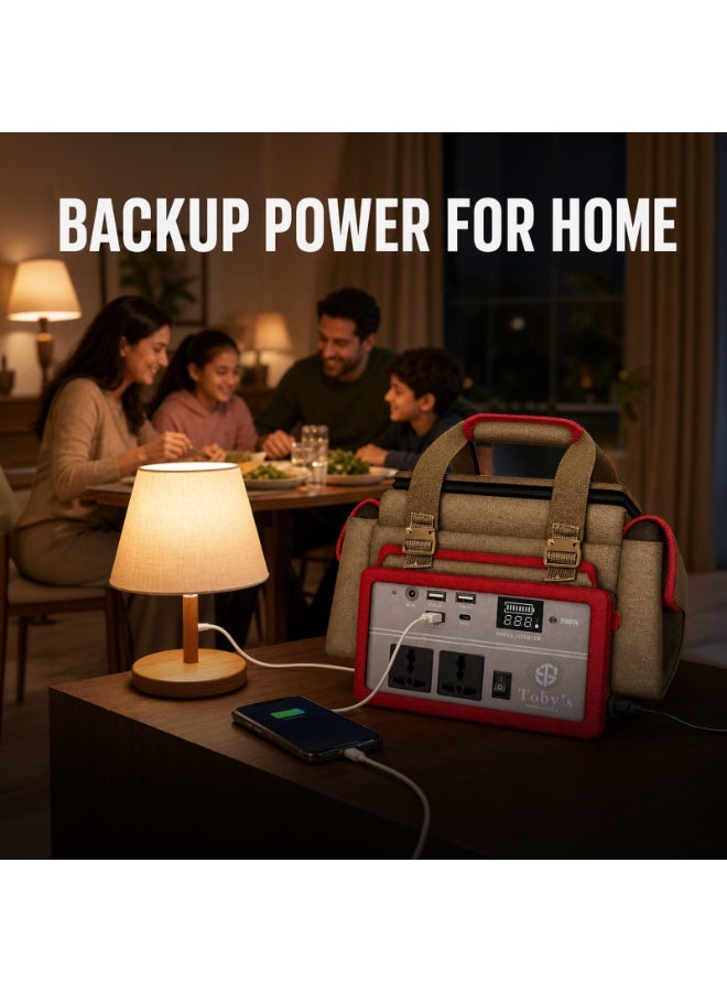 Toby's BTY-70 Battery 55000mAh Power, Rechargeable Battery With 500Watts Power Inverter  with small lamp and COB light Best For Camping and outdoor activities - Image 2