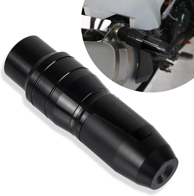 LANQIAN Universal Motorcycle Anti Falling Exhaust Pipe Protection Bar CNC Aluminum Frame Sliders - Black - Image 1