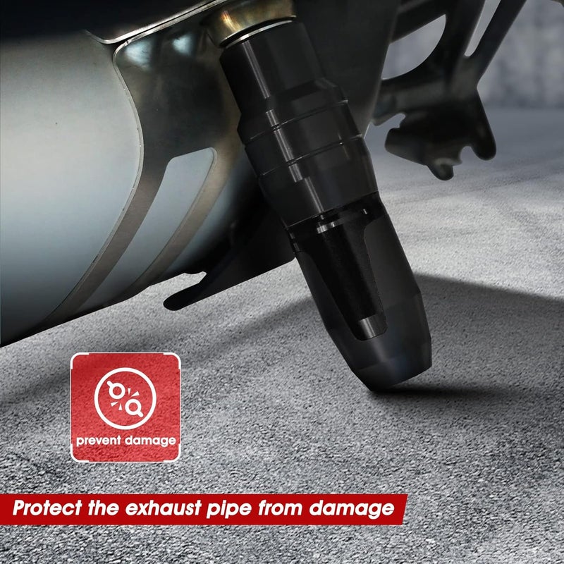 LANQIAN Universal Motorcycle Anti Falling Exhaust Pipe Protection Bar CNC Aluminum Frame Sliders - Black - Image 3