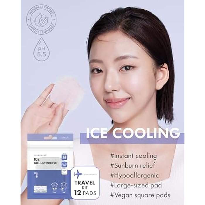 DERMAL Ice Cooling Toner Pad - Korean Soothing & Hydrating Toner Pads with Aloe Vera - After Suncare, Sunburn Relief, Redness Relief - Vegan Square Pads - Travel Kit 12 ea, 3 Pack (Total 36 ea) - Image 2