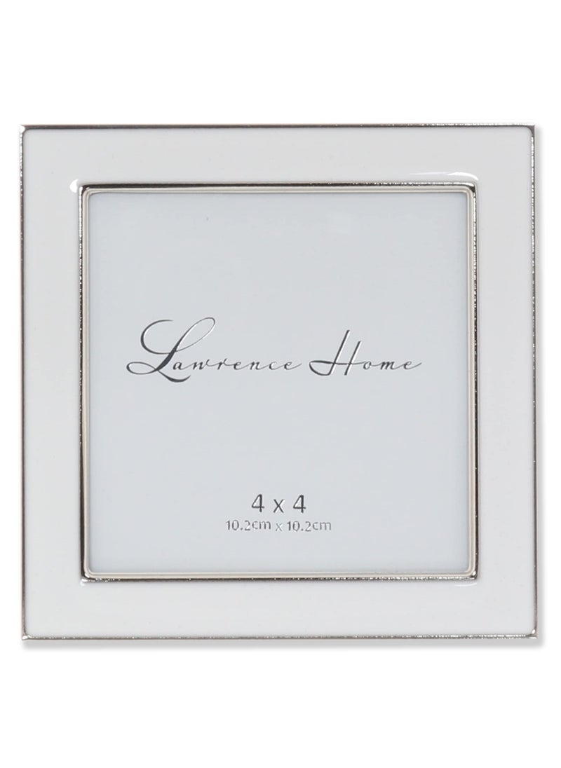 Lawrence Frames 4x4 Silver Metal and White Enamel Picture Frame  - Image 1