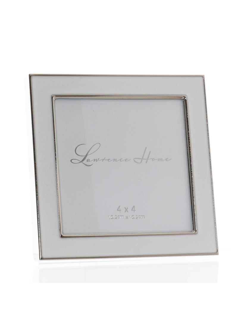 Lawrence Frames 4x4 Silver Metal and White Enamel Picture Frame  - Image 2