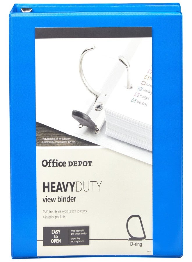 أوفيس ديبوت مجلد عرض حلقات D شديد التحمل وسهل الفتح من ماركة Office Depot®، حلقات مقاس 1 1/2 بوصة، 54% مواد معاد تدويرها، أزرق - Image 4