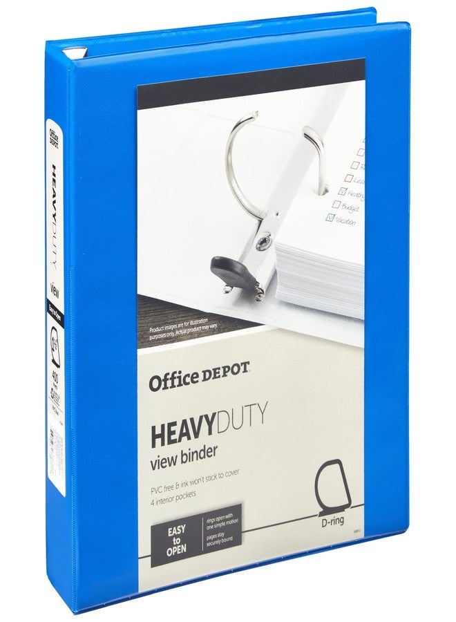أوفيس ديبوت مجلد عرض حلقات D شديد التحمل وسهل الفتح من ماركة Office Depot®، حلقات مقاس 1 1/2 بوصة، 54% مواد معاد تدويرها، أزرق - Image 1