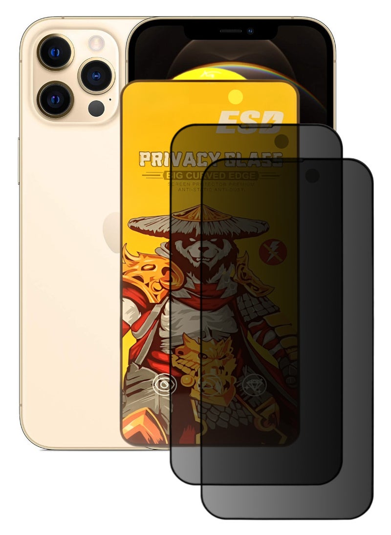 ESD 2 Pieces Tempered Dustproof Privacy Glass Screen Protector Compatible For iPhone 12 Pro Max - Image 1