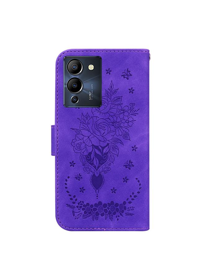 اس-توب جراب لهاتف Infinix Note 12 G96/X670، مصنوع من الجلد المنقوش بنقشة فراشة وردية - Image 3